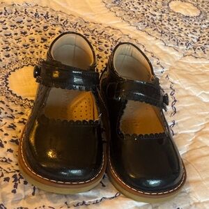 Elephantito Black Patent Mary Jane with Tan Trim